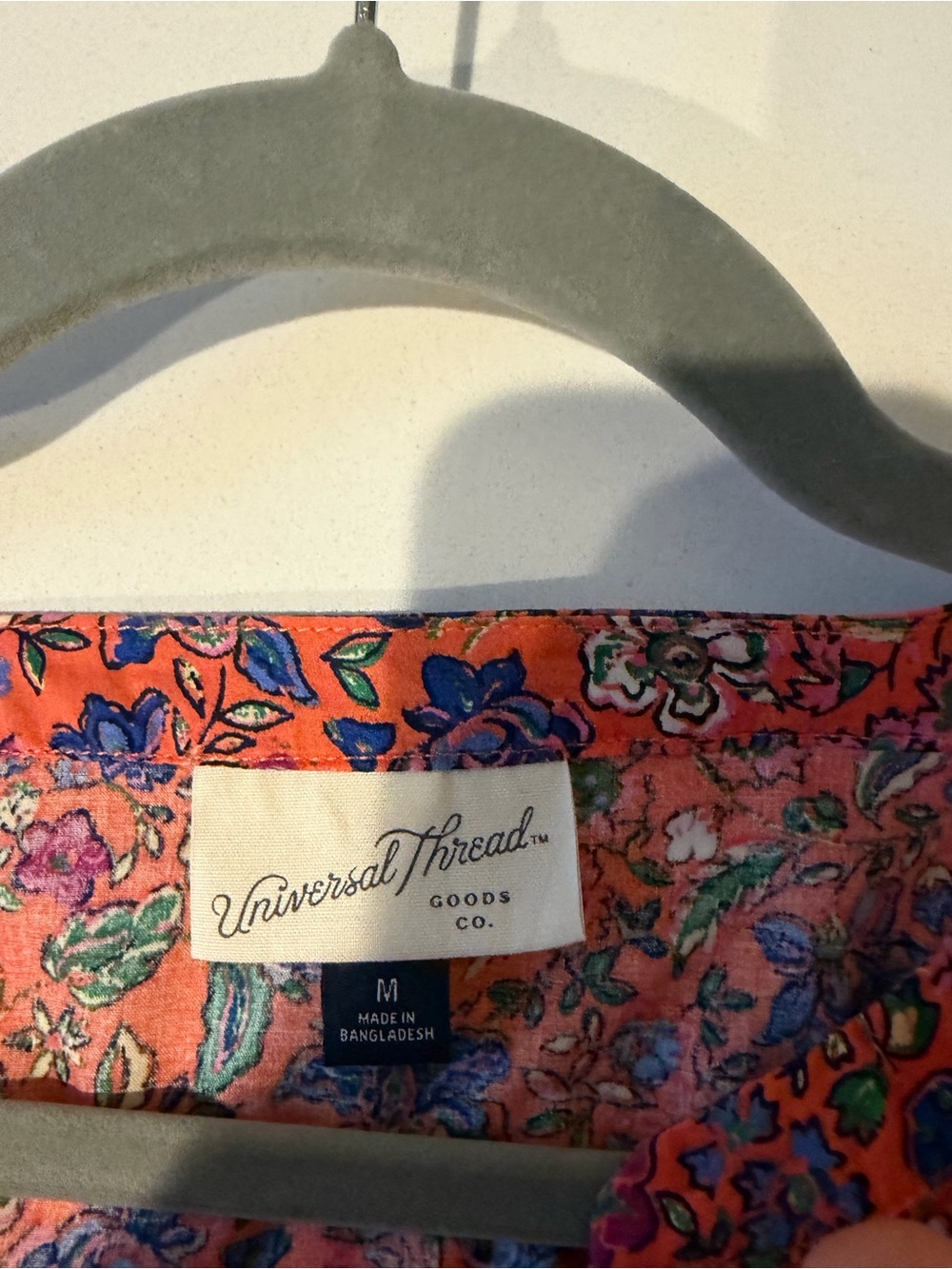 Universal Thread Floral Button-Front Top - Coral, Blue & Green